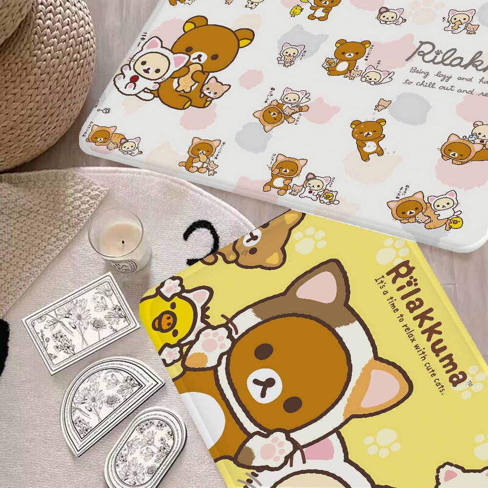 Anime R-Rilakkuma Cute Cartoon Movie Bathroom Mat Kids Room Bedroom Decoration Balcony Anti-Slip Doormat Living Room Welcome Rug