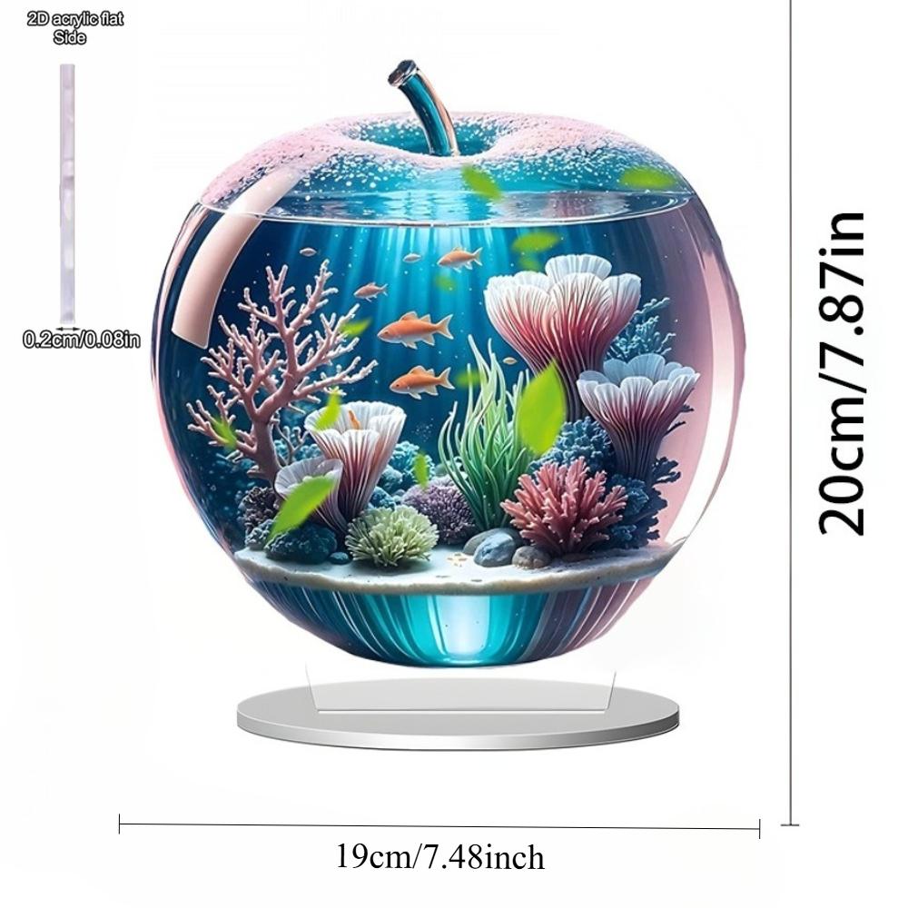 

2D пласка акрилова прикраса-яблуко, для приміщень та вулиці - Не потребує батарейок/електрики, Прикраса для святкового дня, Прикраса для магазину, Міцна E