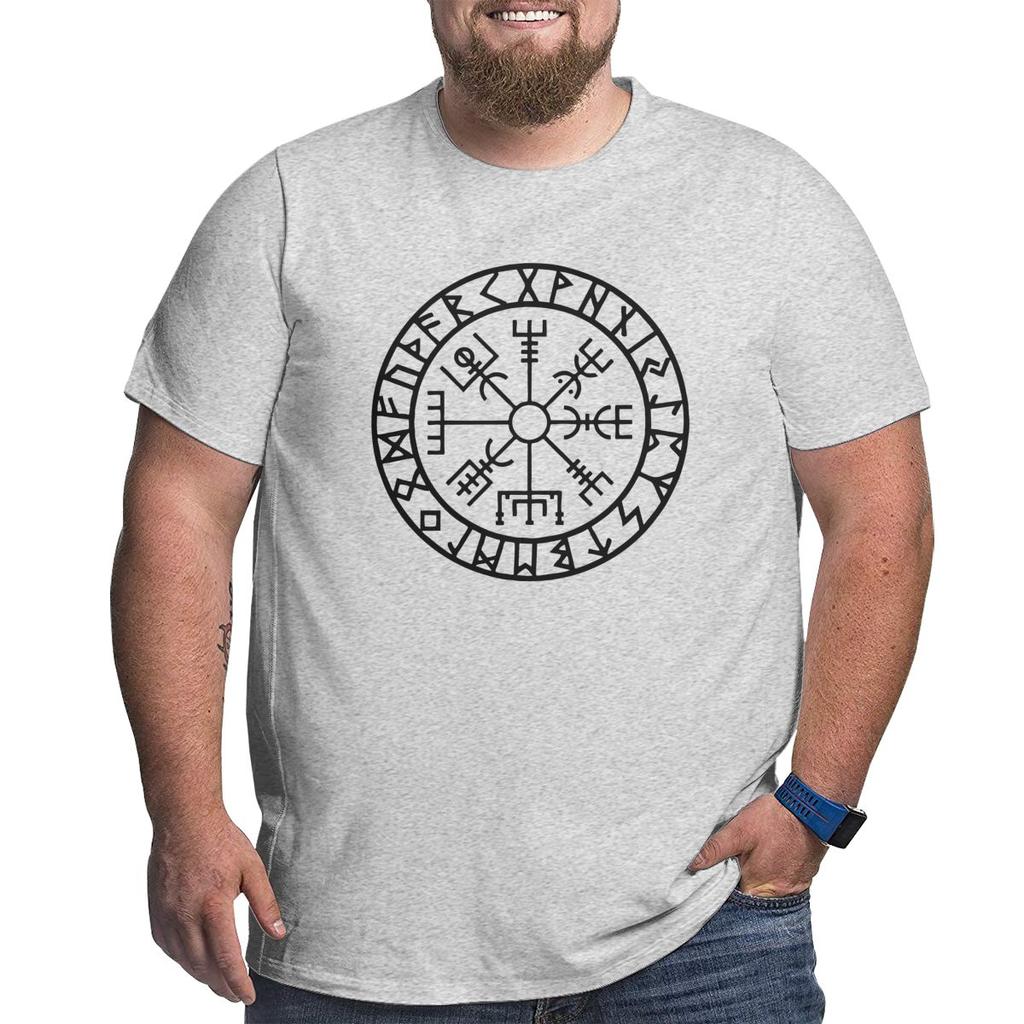 Vegvisir Futhark Runes Navigator T Shirt for Men Valhalla T-Shirt Big Tall Tee Clothing Plus Size Big Size Large 4XL 5XL 6XL