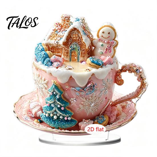 New Year Party Supplies Christmas Candle Ornament, 2D Flat Acrylic Ornament with Base, Tabletop Ornaments Snowman Reindeer Festive Table Centerpiece