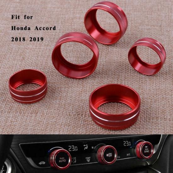 

5pcs Inner Dashboard Button Circle Cover Trim Red For Honda Accord 2018
