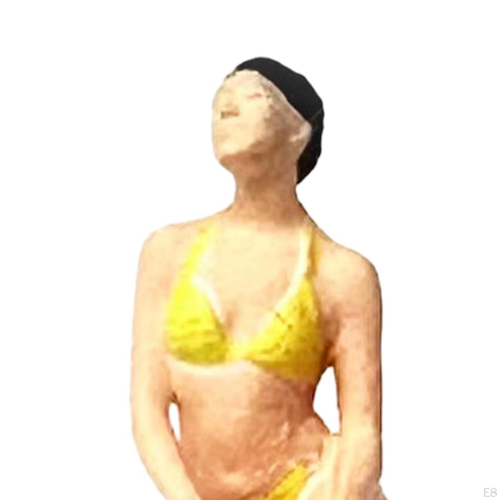 1/64 Girl Figures Beach Swimsuit Woman Character Handpainted Resin Miniature Scenes for Collections