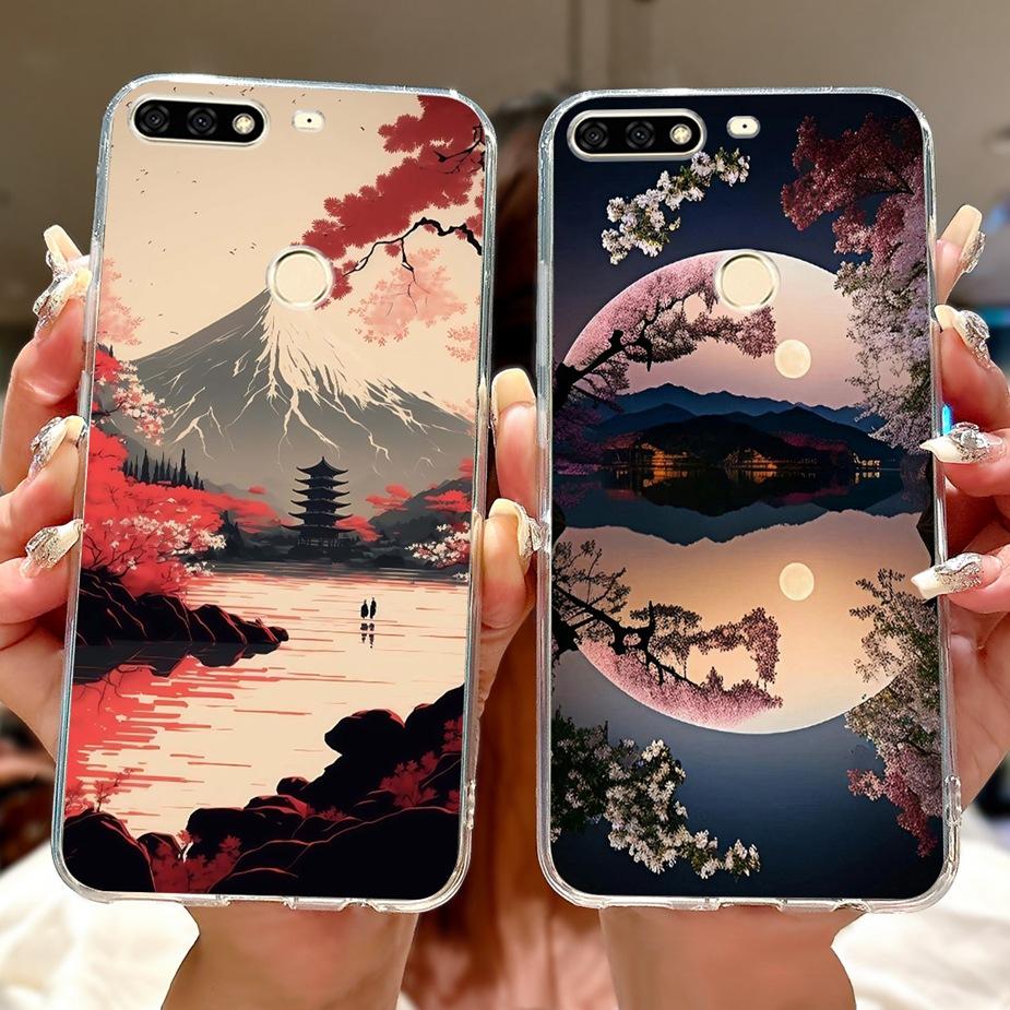 For Huawei Y7 Prime 2018 Case Nova2 Lite Luxury Painted Cover Soft Slim Phone Case For Huawei Y7 Pro 2018 Y72018 Back Cover Bags