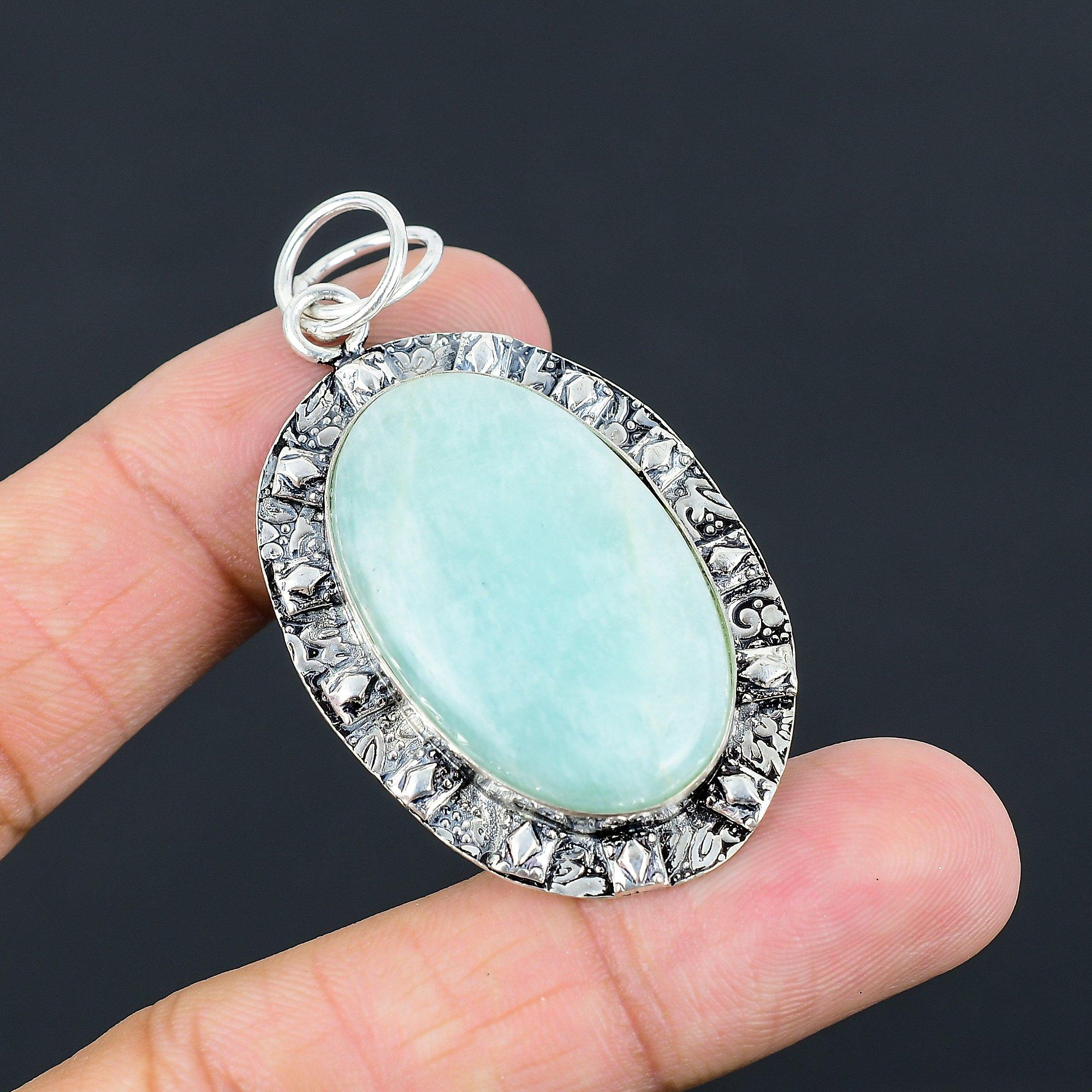 Скидка ко Дню Матери Амазонит Драгоценный Камень Свадебная Оправа Новый Кулон Украшения Серебро 925