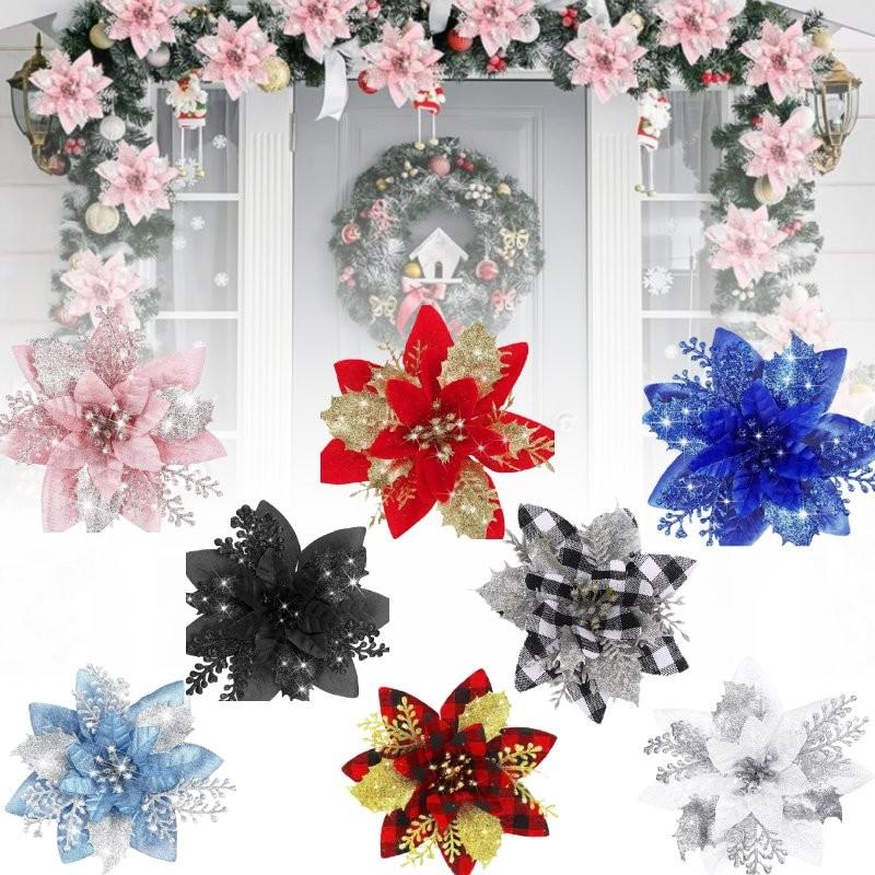 Christmas Flower Tree Garland Xmas Wreath Fireplace Door Decor Room Ornament