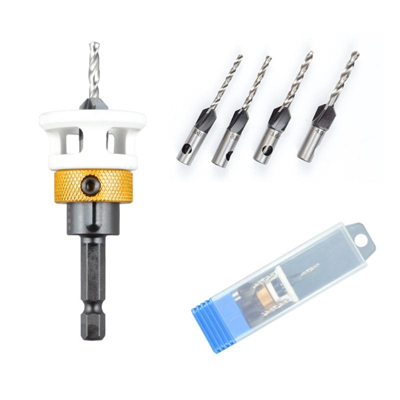 6pcs Woodworking Countersink Drill Bits Set with Hexagonal Shank Simple To Operate for Accurate & Controlled Drilling