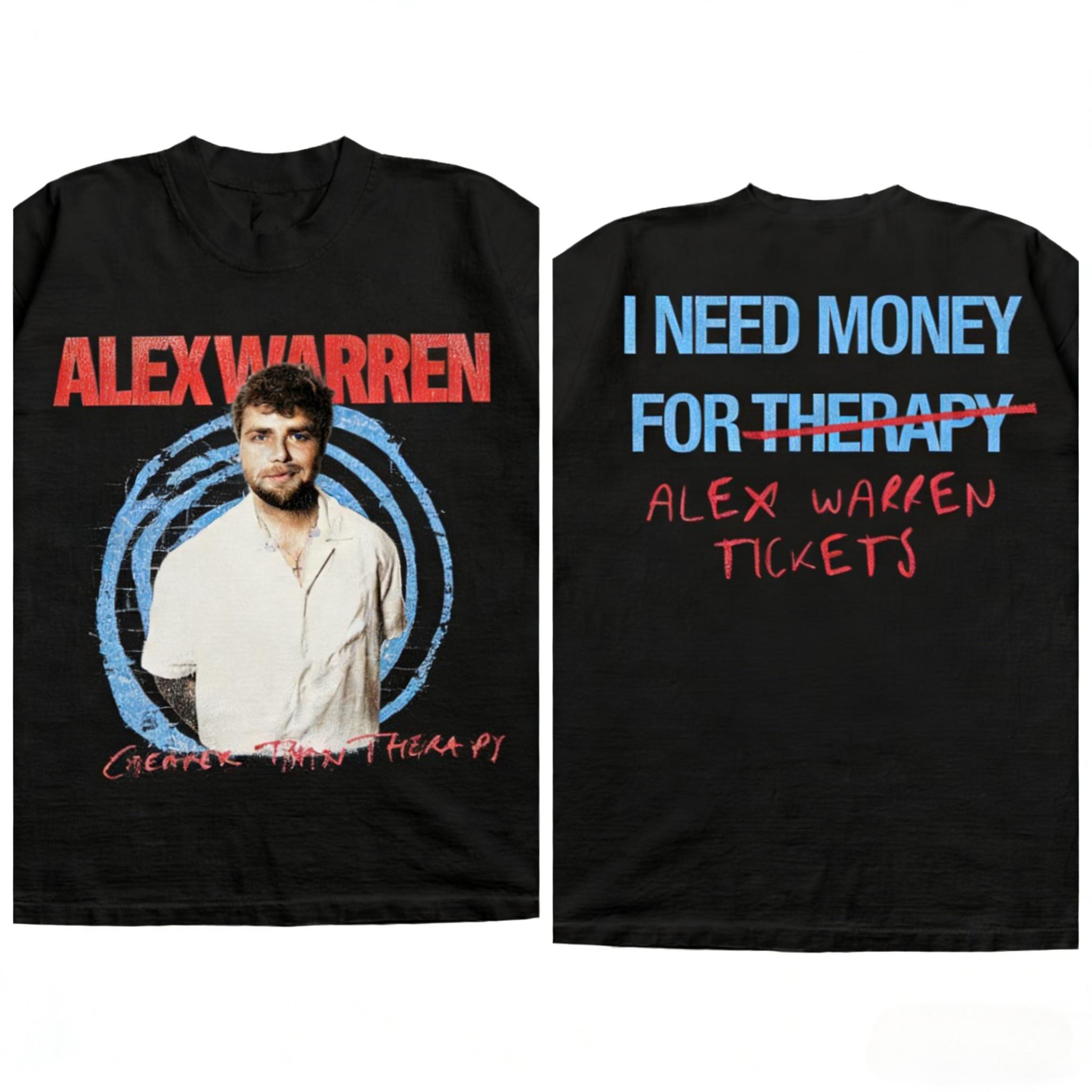 

2026 Design Alex Warren Need Money for Therapy Pattern TShirt HighQuality Fashion Casual Mens Roundneck Printed Tee 4XL