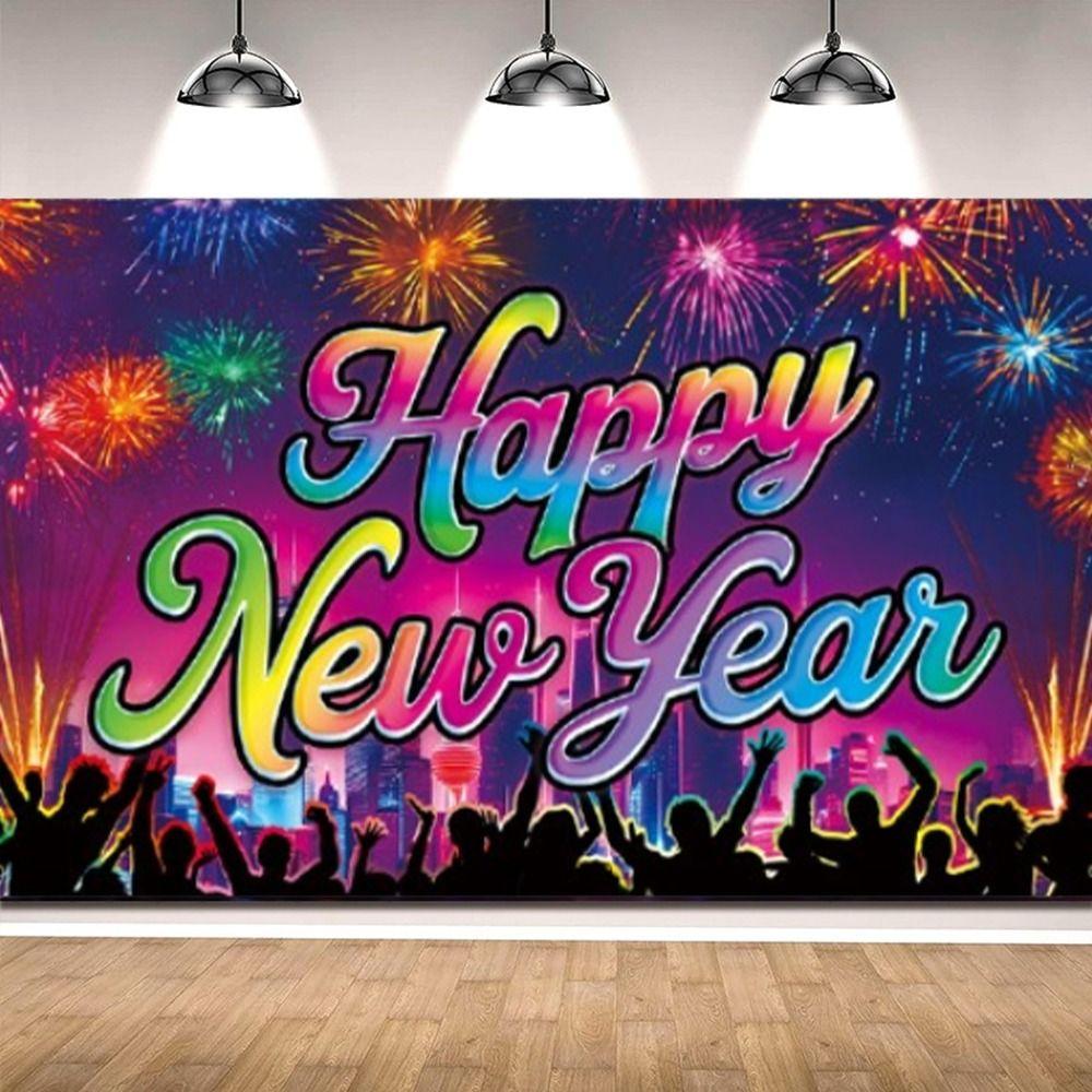 Cartoon Photo Background Banner Festive Happy New Year Decorations  Home Party Decor