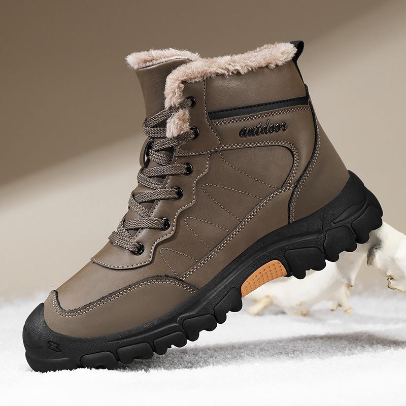 Warm Plus Velvet Men's Cotton Shoes Winter Men's Boots Windproof Snow Boots Comfortable Male Casual Shoes Non-slip Hiking Boots