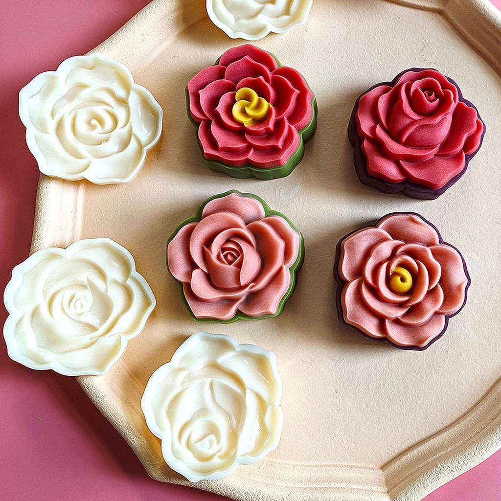 Rose Flower Shape Mooncake Press Mold Cookie Stamps Chinese MidAutumn Moon Cake Makers Decoration Tool for DIY Cookie