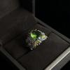 Heavy Industry Mint Green Treasure Ring High Niche Design Full of Diamonds Temperament Versatile Ring