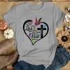 Lord with Your Heart Print Women T Shirt Short Sleeve O Neck Loose Women Tshirt Ladies Tee Shirt Tops Clothes Camisetas Mujer