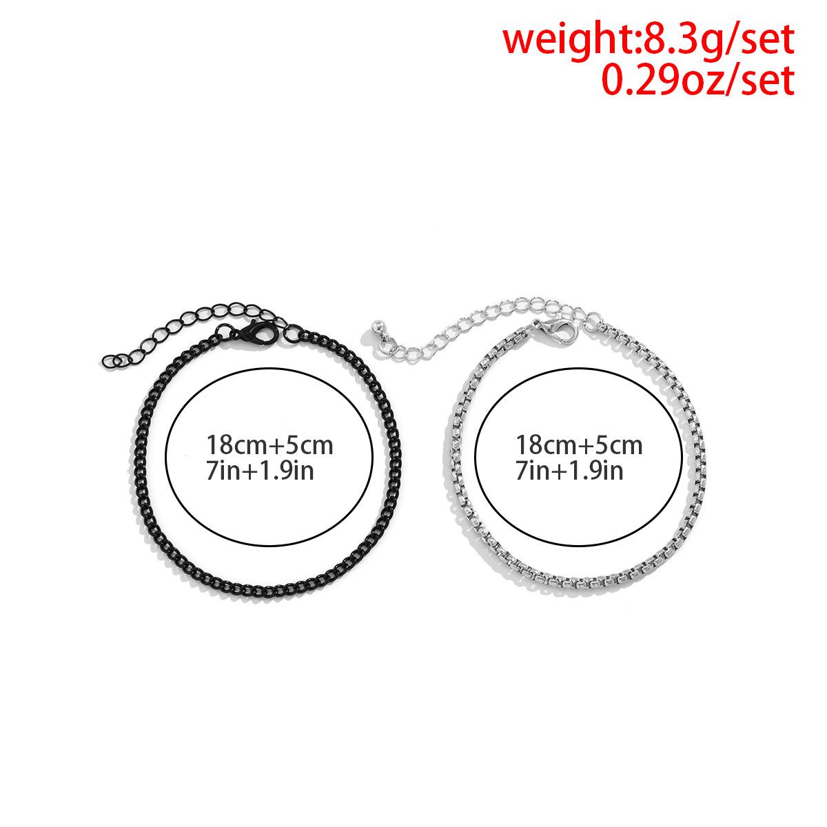 Панк Модный Простой Квадратный Жемчужный Цепочечный Браслет Крутой Мужской Модный Двухслойный Наслаиваемый Браслет с Распылением Краски Мужской Браслет Color Mixing 03535