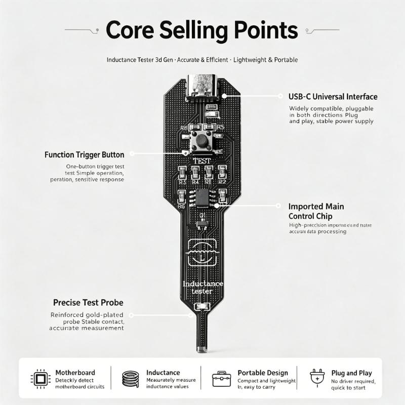 Fault Troubleshooting Tester for Phone Board Service Work, Handheld Inductance Repair Device for Daily Repair Use