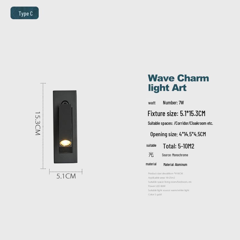 Modern Minimalist Rotatable Wall Lamp for Bedroom Reading - High-End Recessed Design