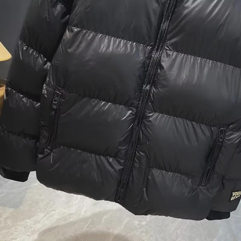 2023 Unisex Schwarze Glänzende Waschbare Daunenjacke - Kältebeständiger & Warmer Wintermantel