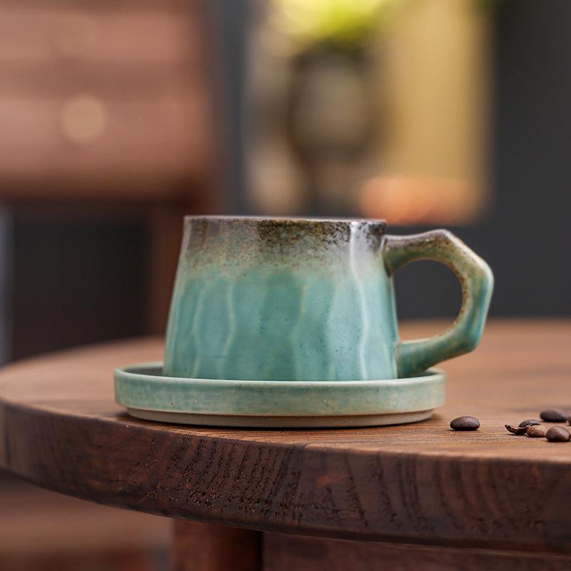 Kiln-Changed Ceramic Coffee Cup And Saucer Set Creative Retro Cup Afternoon Tea Mug