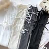 Lolita Long Socks Women Bandage Ribbon Bow Sweet Girls Kawaii Cute Over Knee Socks Ballet Style Solid Color Black White Socks