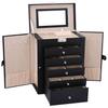 6 Tier Jewelry Box with Mirror and Lock Black