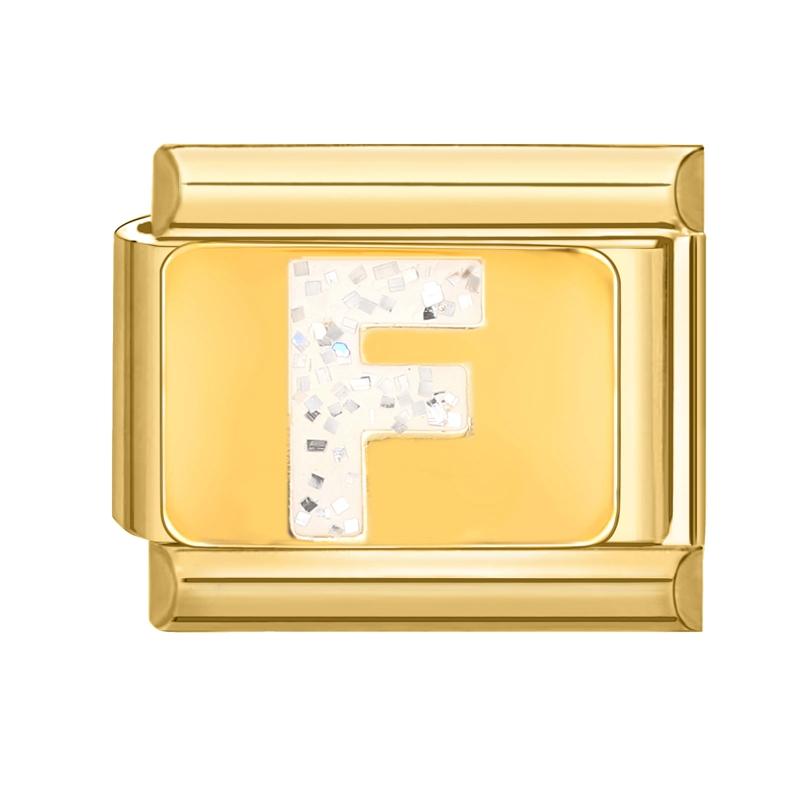 Fashion Golden 26 Letters A-Z Italian Links Charm Beads 9mm Stainless Steel Bracelet Jewelry DIY Hand Making