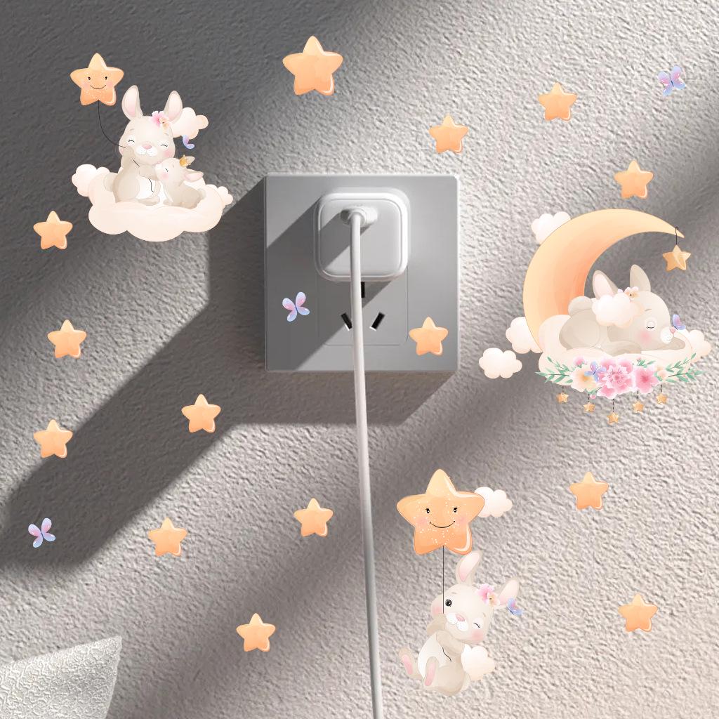 2025 Pink Rabbit Luminous Waterproof Removable Wall Sticker