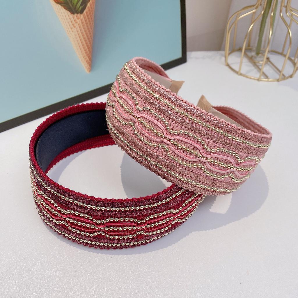 New Retro Wide-brimmed Headband Women's Premium Baroque European and American Style Chain Woven Headband Hair Accessories
