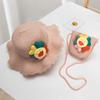 Summer outdoor new straw children's cartoon cute flower hat with bag woman