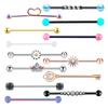 13x 14G Industrial Barbell Earrings Heart Flower Rhinestone Piercing Jewelry