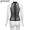 BITCED Summer Women's Fashion Sexy O-Neck Sleeveless Mesh Tank Top