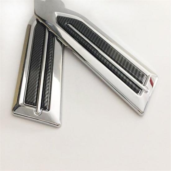 2X Car Hood Air Intake Vent Wind Net Cover Chrome Carbon Fiber Styling Stickers