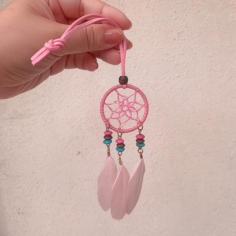 Bohemian Southeast Asian Dreamcatcher Feather Car Pendant Chimes - Handmade Holiday Hanging Ornaments with Three Pendants