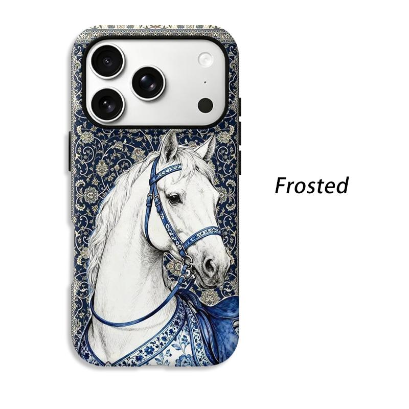 Regal Equestrian White Horse Bridle Art Graphic Film Aesthetic Protective Shockproof Bumper Phone Case Cover For iPhone 13 14 15 16 17 Pro Max Plus