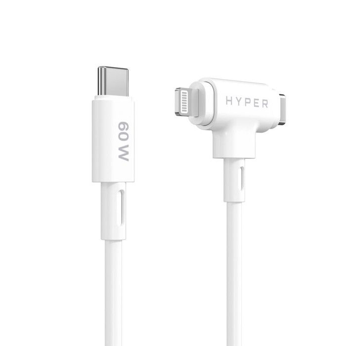 Hyper Cavo USB 2.0 1,5m USB-C a USB-C/Lightning Bianco Ricarica Rapida 60W MFi