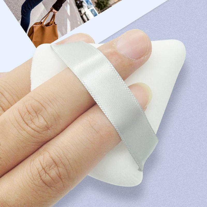 Dreieckiger Puderquasten-Samt, Mini-Make-up-Schwamm für das Gesicht, Kosmetik, weicher Puderquasten-Gesichtspuderquaste aus Baumwolle, waschbar, leicht