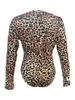 2024 Leopard Print Sexy Zipper Bodysuit - Women's Long-Sleeve