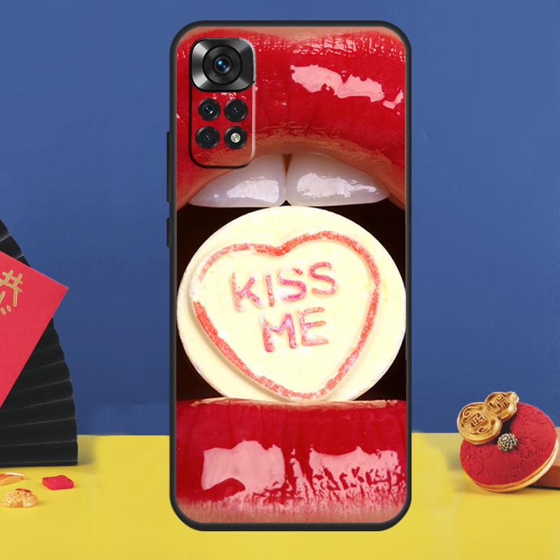 Sexy Red Lips Phone Case For Xiaomi Redmi Note 14 Pro 13 12 9 10 11 15 Pro Plus 10C 12C 13C 14C 15C Cover