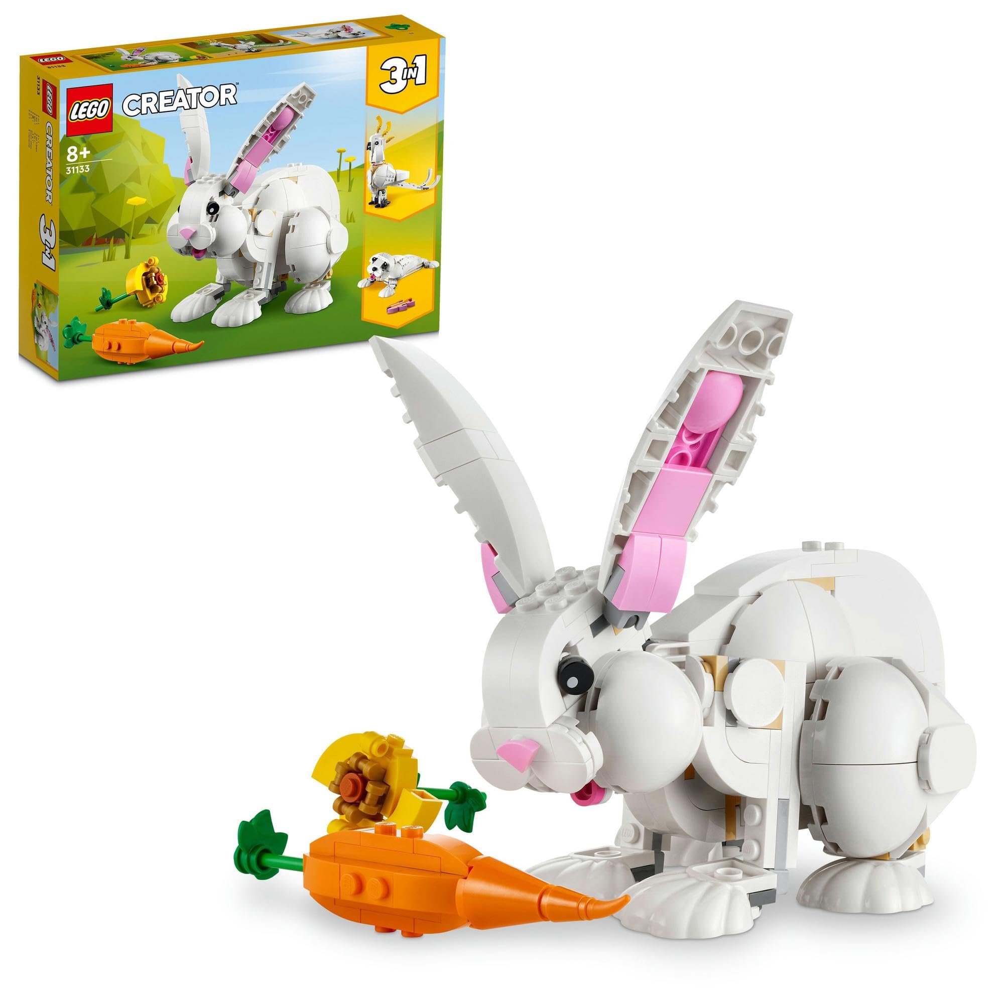 

LEGO Creator Expert White Rabbit Toy, Gift for Birthdays, Christmas, Girls, Boys, Ages 8, 9, 10, Elementary School Students, Animal Creature, 31133