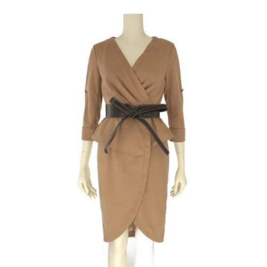 GRAXIA Cabaret Midi Peplum Perfect for Hostess and Size XL Dress, Dress, High-Waisted Dress, Hostesses, Clubs, Lounges, 5/8 Sleeves, Décolleté,