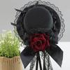 Chapeau Punk Rose Fleur Dentelle avec Pince à Cheveux Coiffure Anime Pour Femmes Festival de Musique et Coiffures de Tous les Jours Accessoires d'Halloween