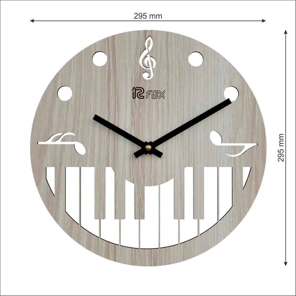 Lächelndes Klavierdesign 12 Zoll Handgefertigte Stilvolle Elegante Analoge Holz-Wanduhr für Wohnzimmer Flur Schlafzimmer Büro Geschenk Weißes Buchenholz