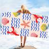 Colorful Trio Fish Illustration Beach Towel Blue Vertical Stripe Ocean Life Pattern Lightweight Travel Towel