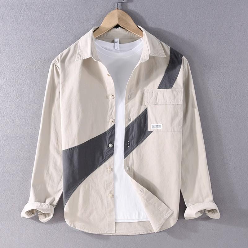 Men's Asymmetric Button Detail Roll Up Sleeve Camp Collar Shirt Casual Streetwear Top