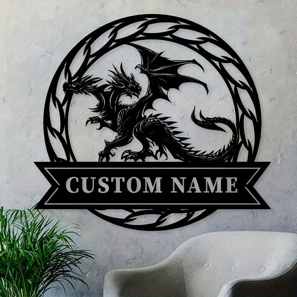 Drachen Metall Wandkunst Anpassbar Mattes Zinnblech Schild Hängend Wohnkultur