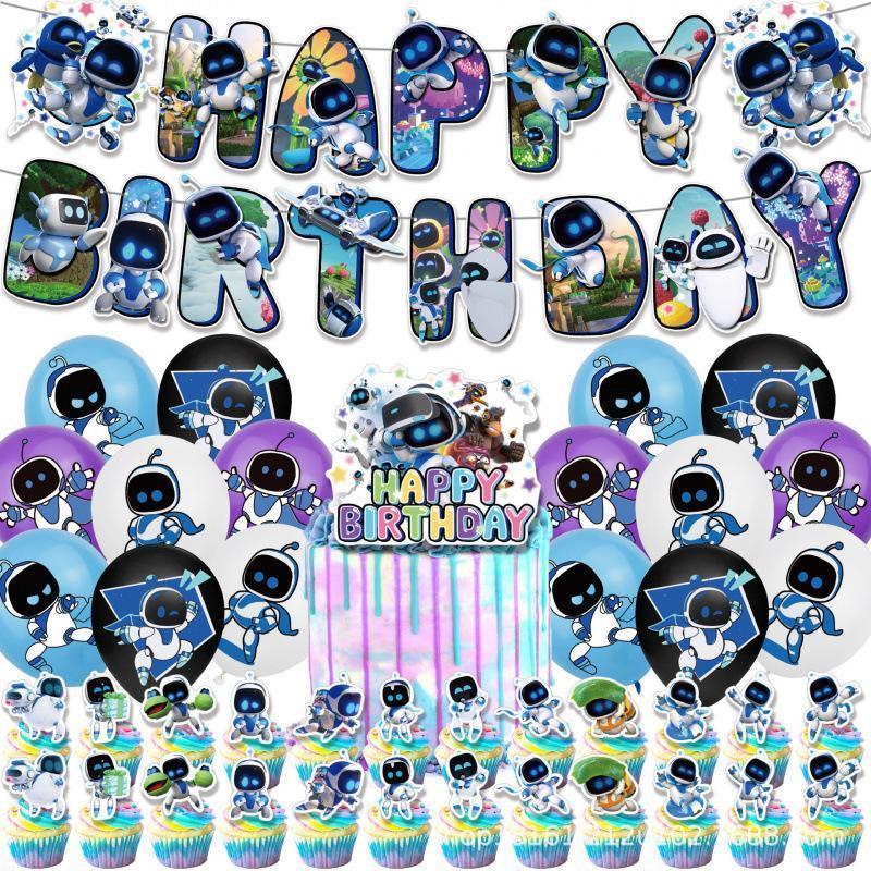 Space Robot-Themed Birthday Party Decorations: Banner, Cake Picks, and Balloon Set