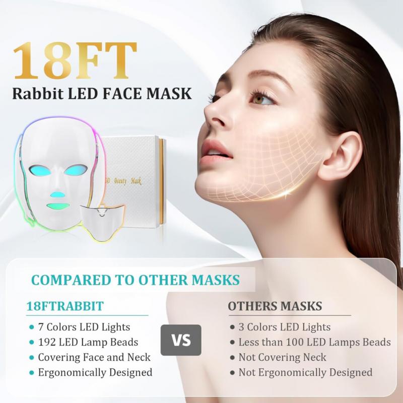 LED Face Màsk, 7 Color LED Face Màsk Light Theràpy, Skin Care Màsk for Face and Neck both beauty salons and home use