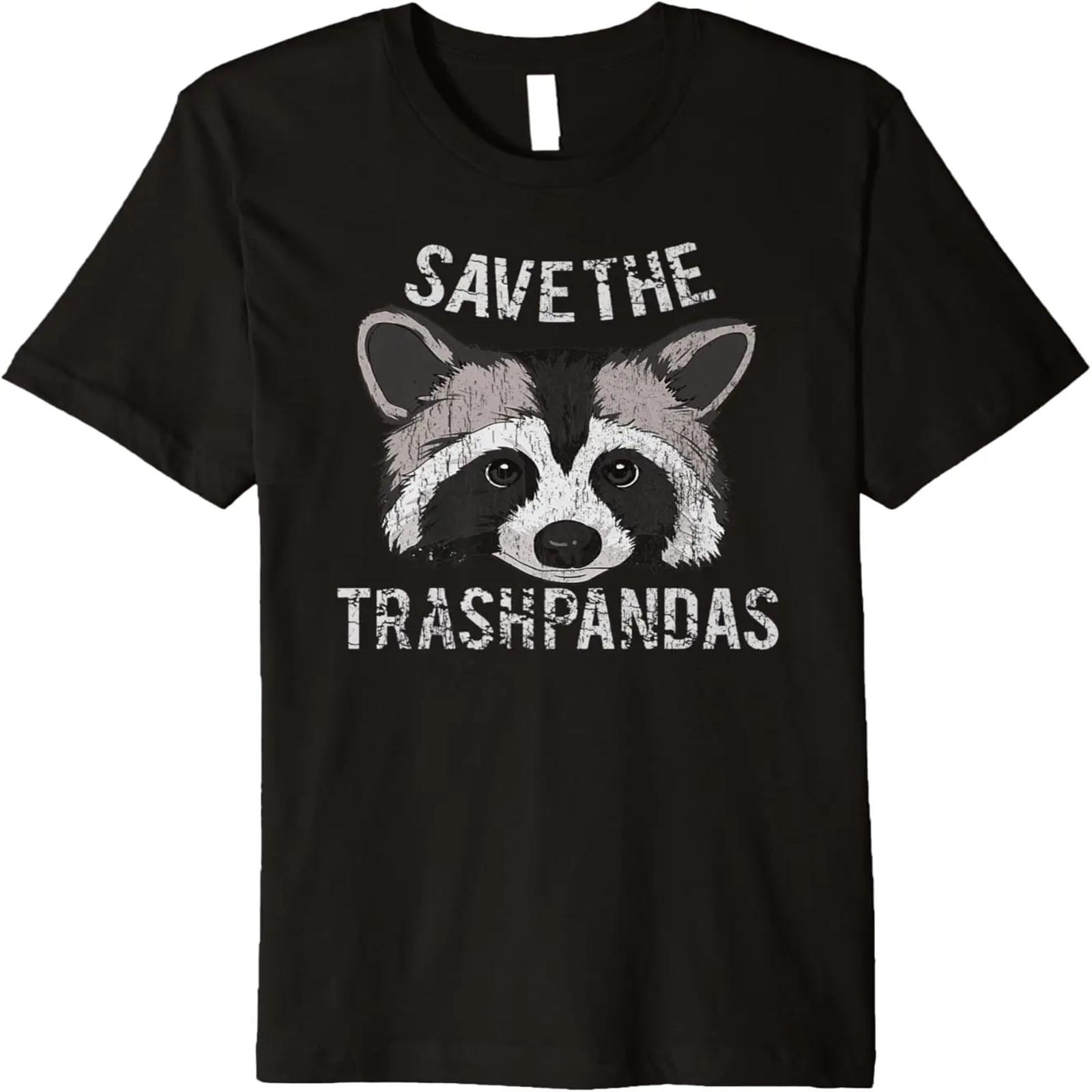 Save The Trash Pandas Funny Racoon Vintage Retro Premium T-Shirt S
