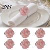 Lightweight Napkin Holders 6Pcs Pink Flower Rings, Acrylic Holders, Reusable Elegant Dinner Rings for Wedding Bridal Shower Banquet