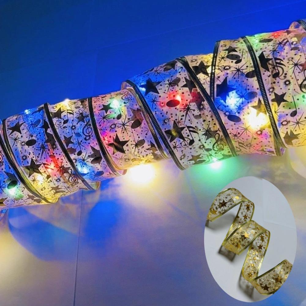 5/10M Xmas LED Light Strip Lace Bows Christmas Decoration Light  Window Display