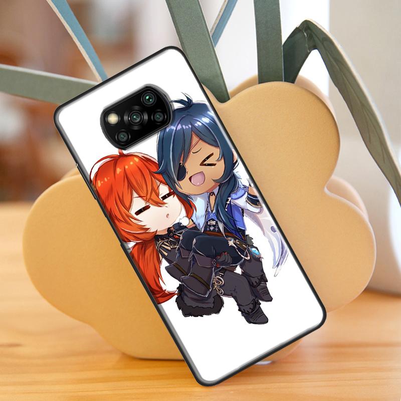 Kaeya and Diluc Genshin Impact Case For Xiaomi Mi 11 Lite 9T 10T 11T Pro POCO X3 Pro X3 GT F1 F2 F3 M4 M3 Pro Case Cover