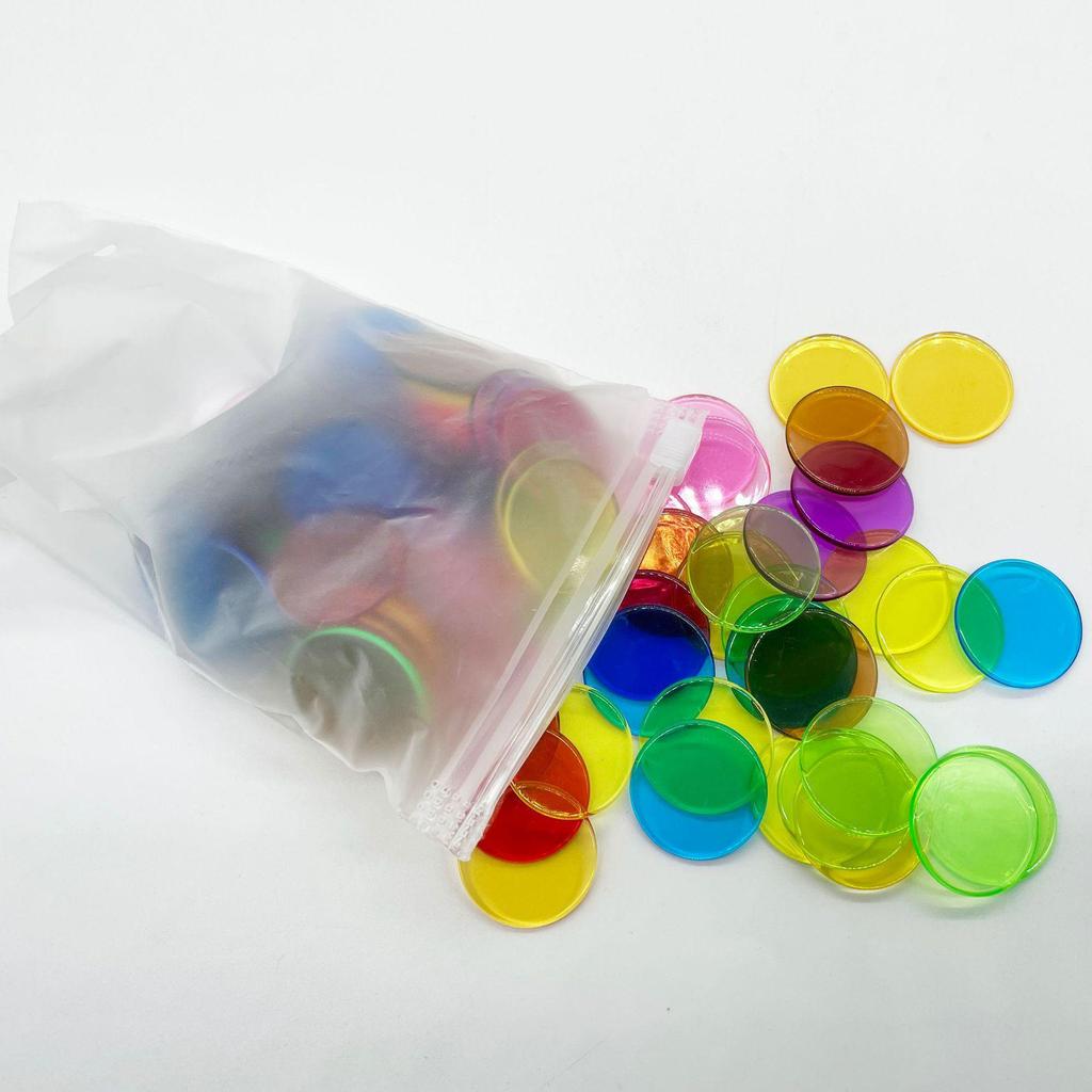 25mm Transparent Counting Pieces - 10 Colors for Early Education & Math Aids